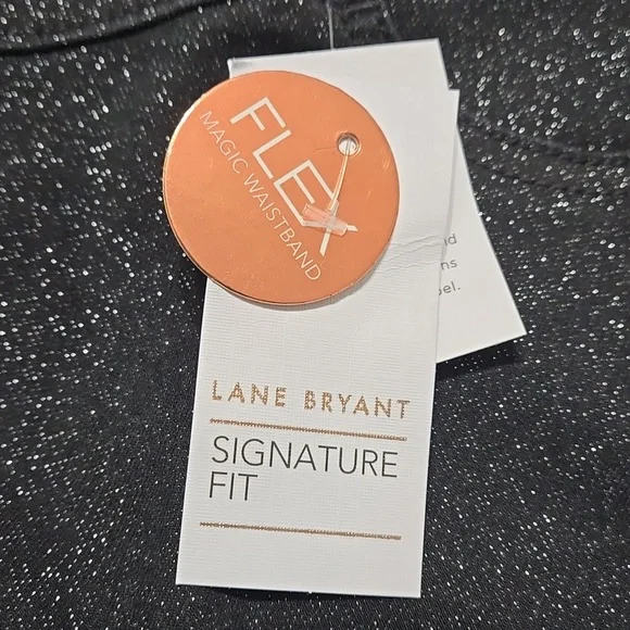 Lane Bryant Womens Glittery Black Pull On Pants Sz 26 NWT - Picture 8 of 9